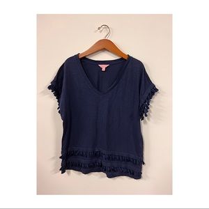 Lilly Pulitzer Blue Fringe T Shirt Size S